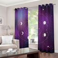Galaxy Moon Phase Print Dimout Grommet Curtains