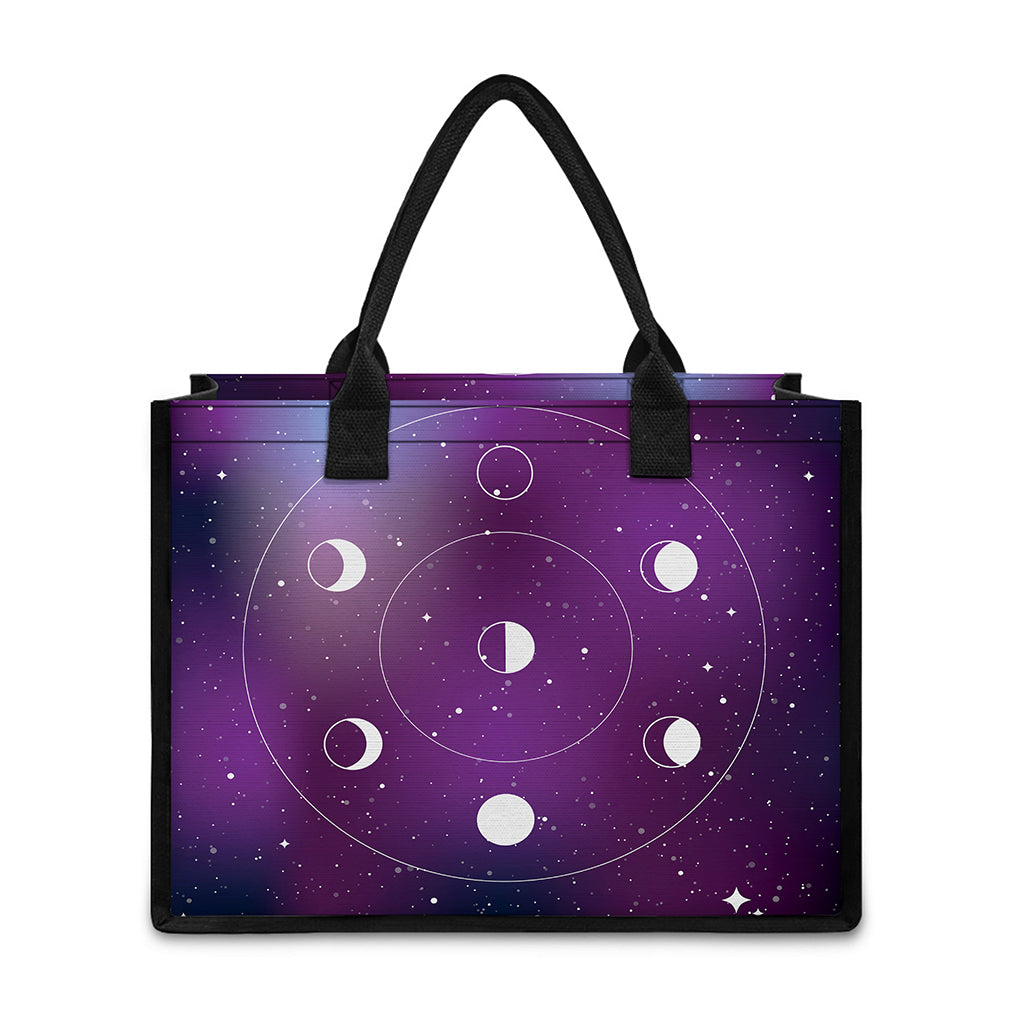 Galaxy Moon Phase Print Canvas Tote Bag