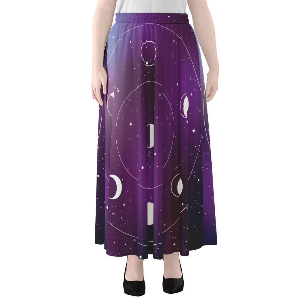 Galaxy Moon Phase Print Chiffon Maxi Skirt