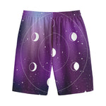 Galaxy Moon Phase Print Cotton Shorts
