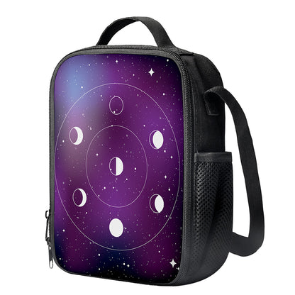 Galaxy Moon Phase Print Crossbody Lunch Bag