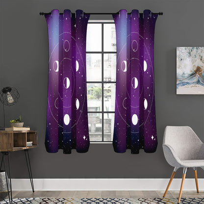 Galaxy Moon Phase Print Curtain