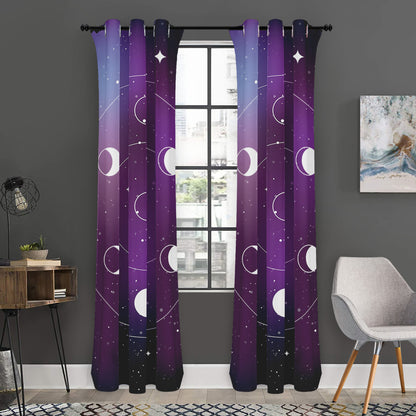 Galaxy Moon Phase Print Curtain