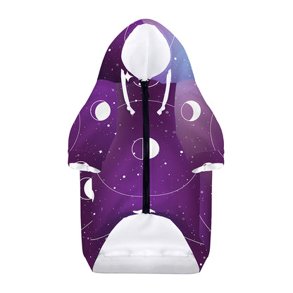 Galaxy Moon Phase Print Dog Zip Up Hoodie