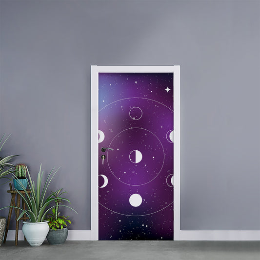 Galaxy Moon Phase Print Door Sticker
