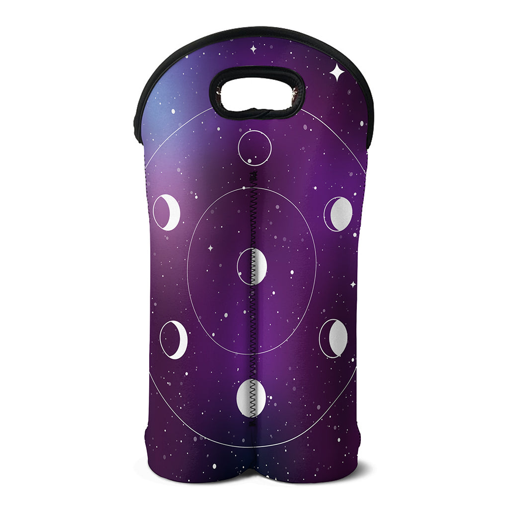 Galaxy Moon Phase Print Double Neoprene Wine Tote