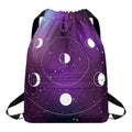 Galaxy Moon Phase Print Drawstring Backpack