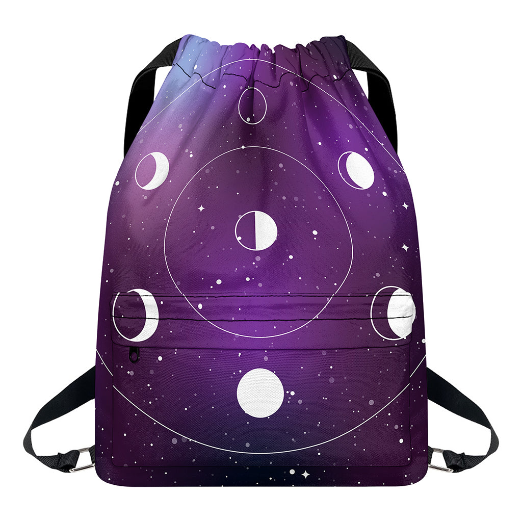 Galaxy Moon Phase Print Drawstring Backpack