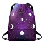 Galaxy Moon Phase Print Drawstring Backpack