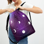 Galaxy Moon Phase Print Drawstring Backpack
