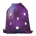 Galaxy Moon Phase Print Drawstring Bag