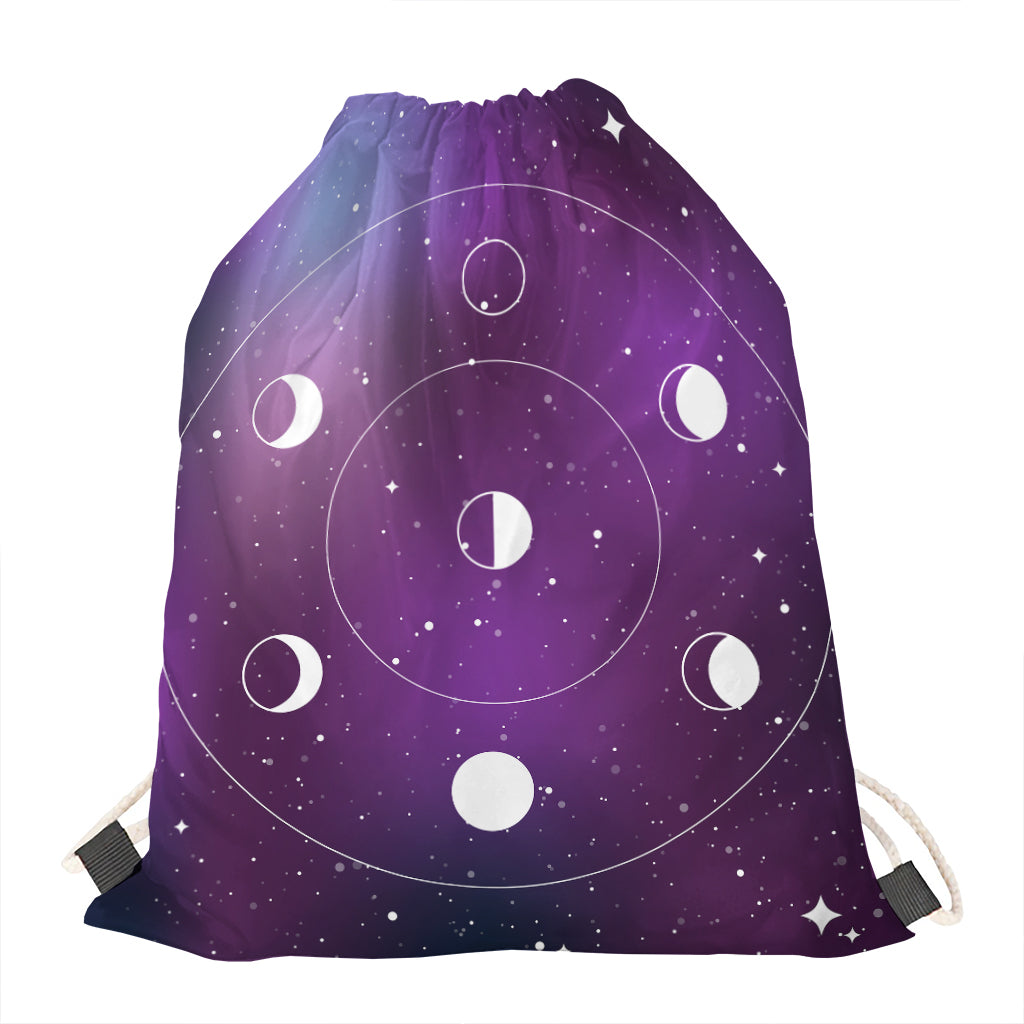 Galaxy Moon Phase Print Drawstring Bag