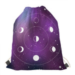 Galaxy Moon Phase Print Drawstring Bag