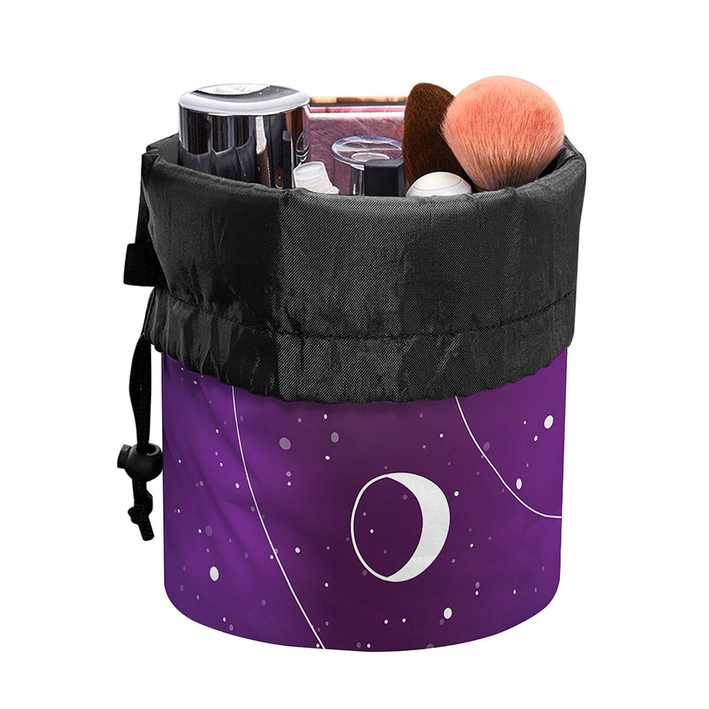 Galaxy Moon Phase Print Drawstring Makeup Bag