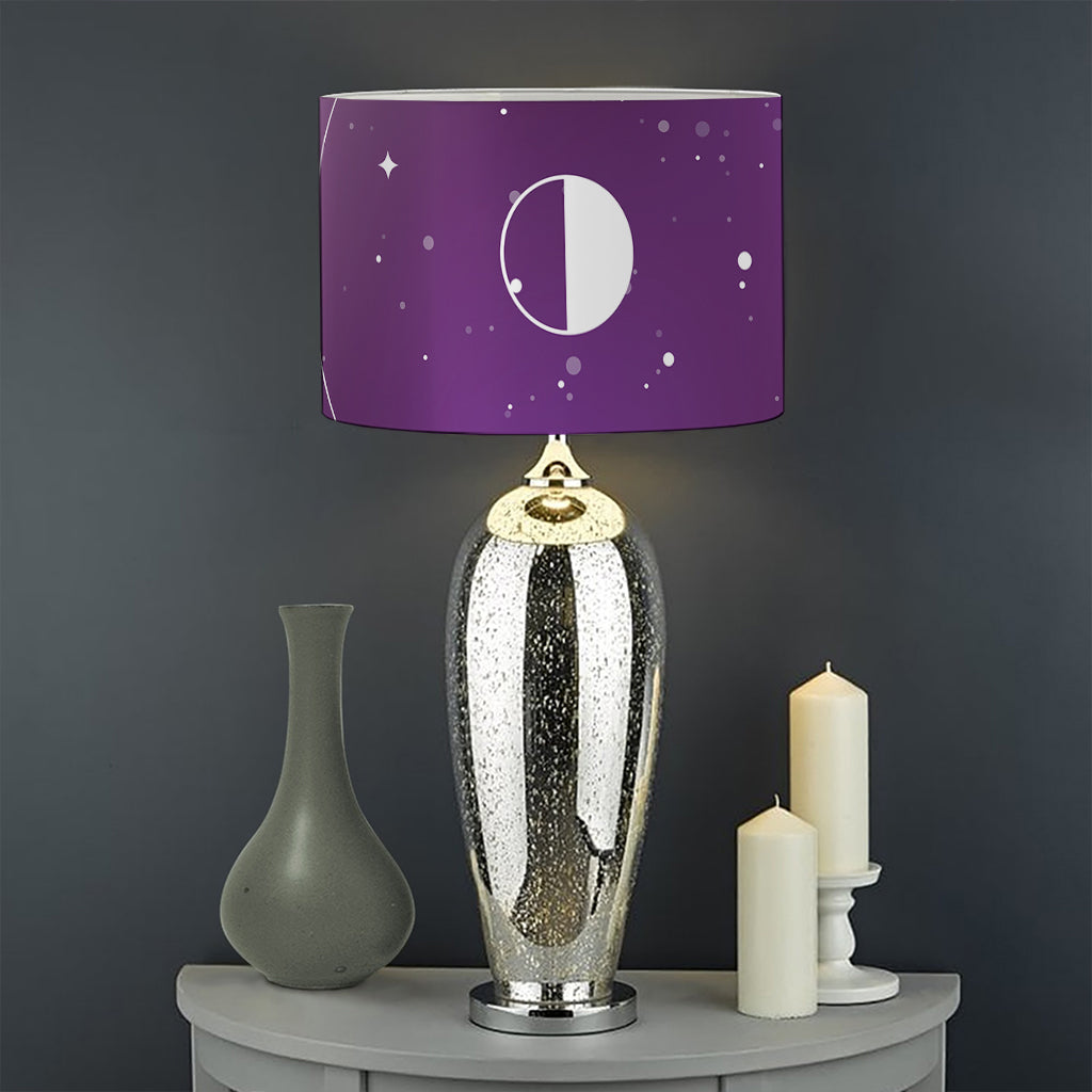 Galaxy Moon Phase Print Drum Lamp Shade