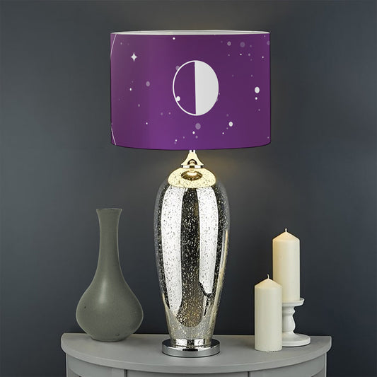 Galaxy Moon Phase Print Drum Lamp Shade