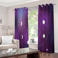 Galaxy Moon Phase Print Extra Wide Grommet Curtains
