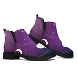 Galaxy Moon Phase Print Flat Ankle Boots
