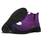 Galaxy Moon Phase Print Flat Ankle Boots