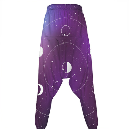 Galaxy Moon Phase Print Hammer Pants