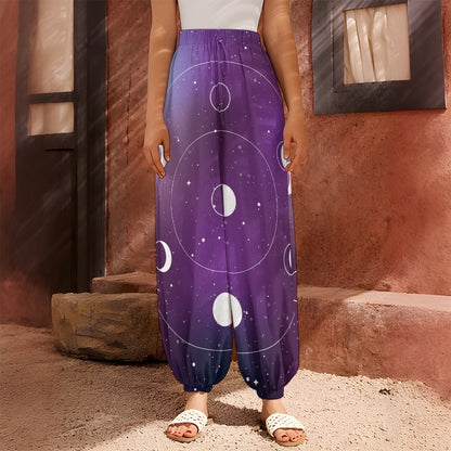 Galaxy Moon Phase Print Harem Pants