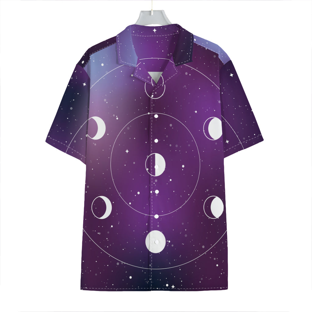 Galaxy Moon Phase Print Hawaiian Shirt