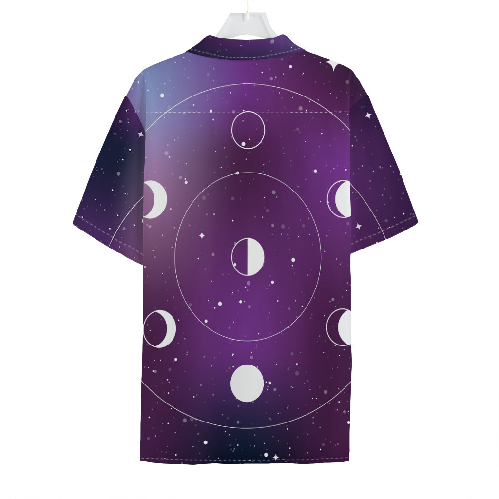 Galaxy Moon Phase Print Hawaiian Shirt