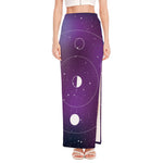 Galaxy Moon Phase Print High Slit Maxi Skirt