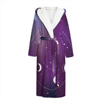 Galaxy Moon Phase Print Hooded Bathrobe