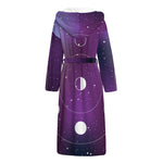 Galaxy Moon Phase Print Hooded Bathrobe