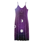Galaxy Moon Phase Print Jersey Midi Cami Dress