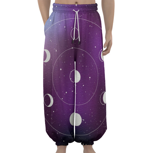 Galaxy Moon Phase Print Lantern Pants