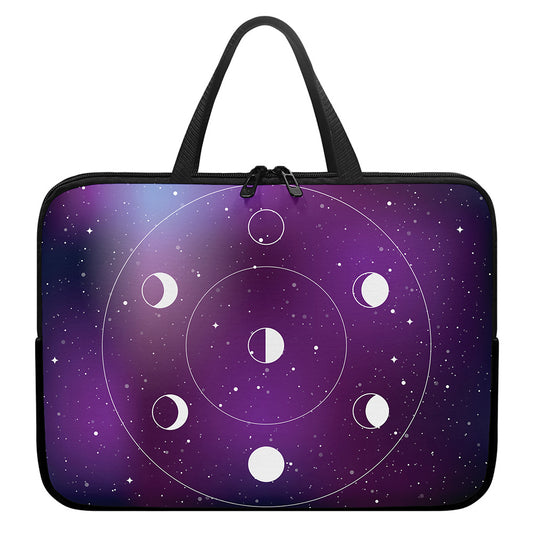Galaxy Moon Phase Print Laptop Sleeve With Handle
