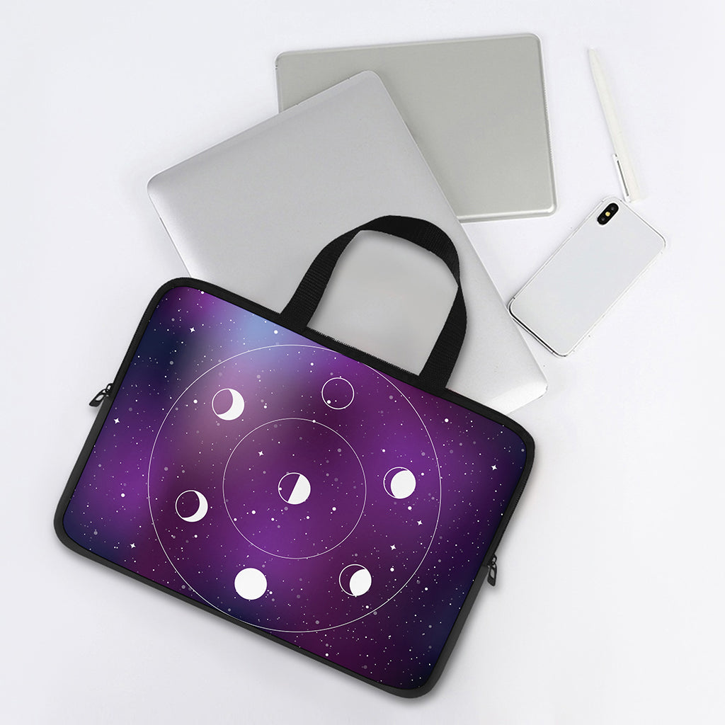 Galaxy Moon Phase Print Laptop Sleeve With Handle