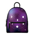 Galaxy Moon Phase Print Leather Backpack