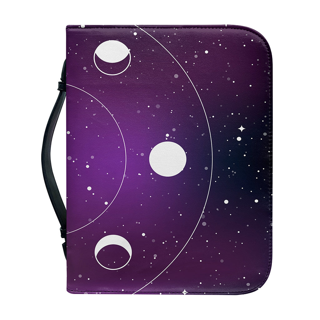 Galaxy Moon Phase Print Leather Bible Cover