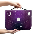 Galaxy Moon Phase Print Leather Bible Cover