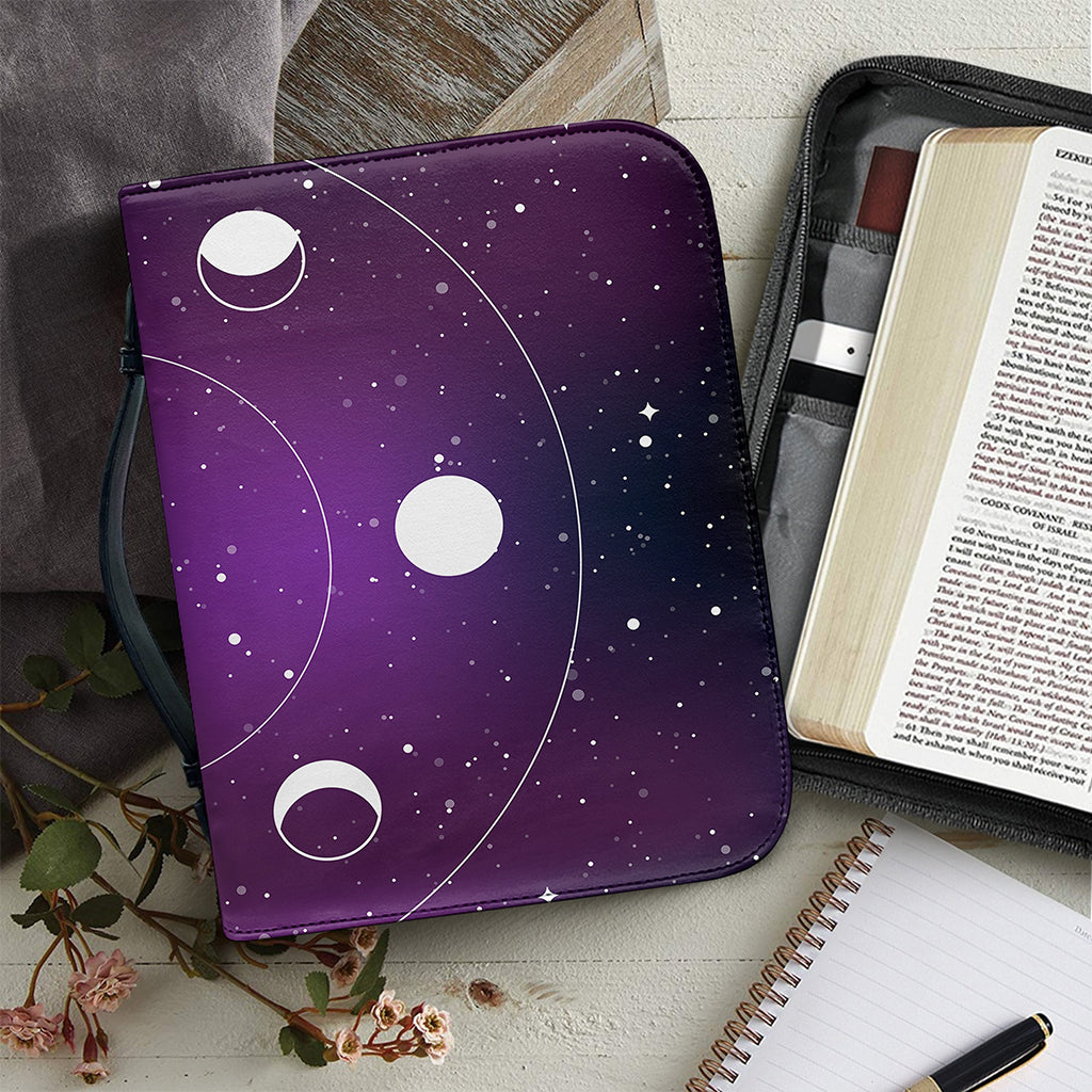 Galaxy Moon Phase Print Leather Bible Cover