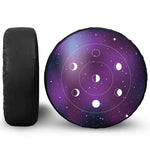 Galaxy Moon Phase Print Leather Spare Tire Cover