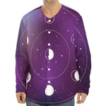 Galaxy Moon Phase Print Long Sleeve Baseball Jersey
