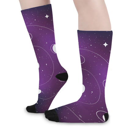 Galaxy Moon Phase Print Long Socks