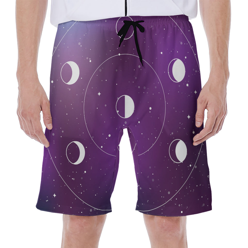 Galaxy Moon Phase Print Men's Beach Shorts