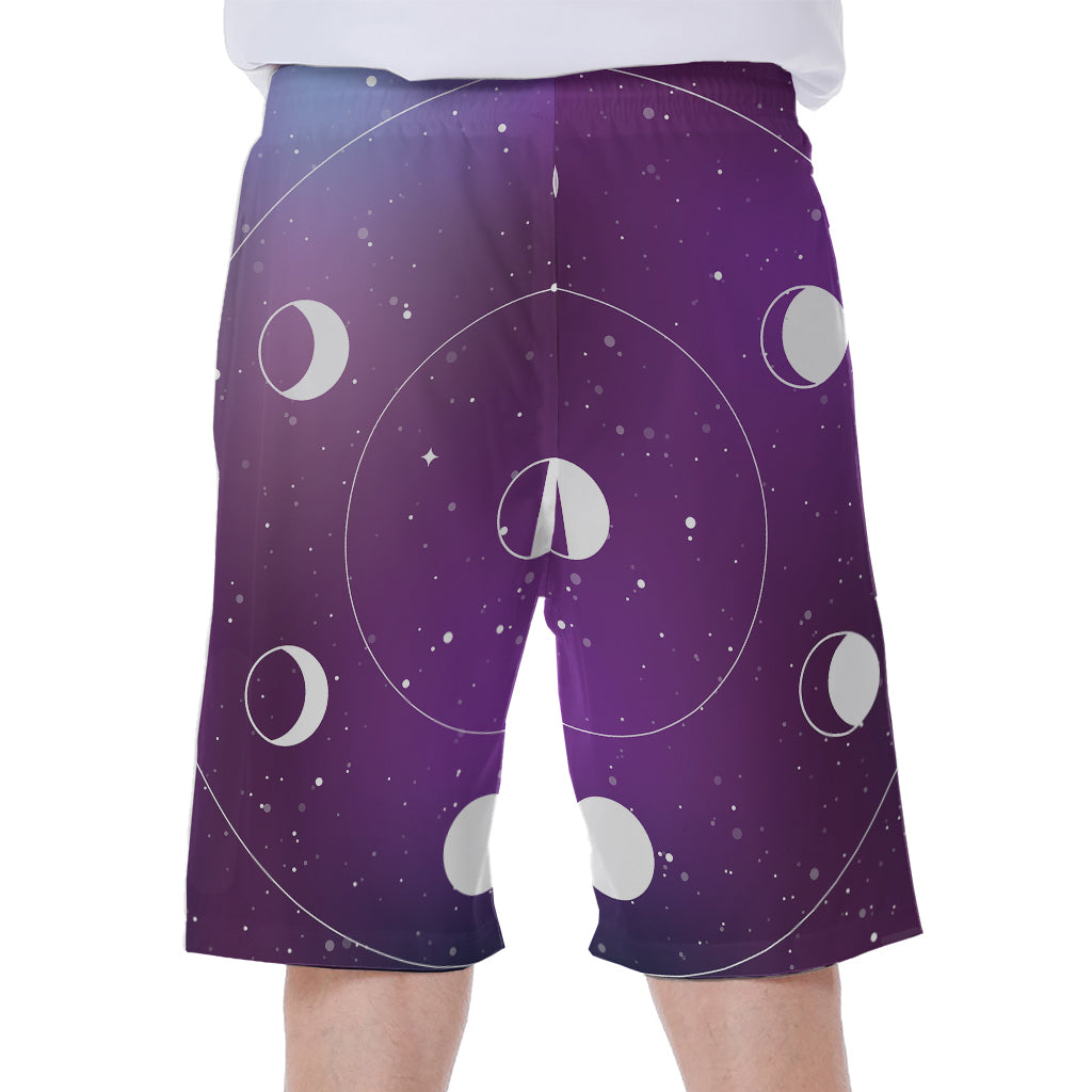 Galaxy Moon Phase Print Men's Beach Shorts