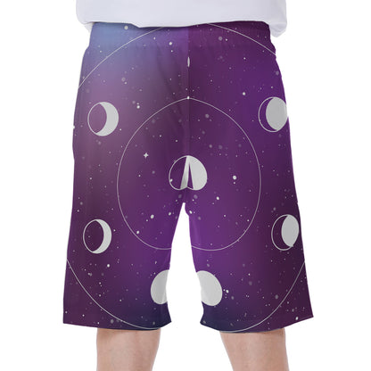 Galaxy Moon Phase Print Men's Beach Shorts