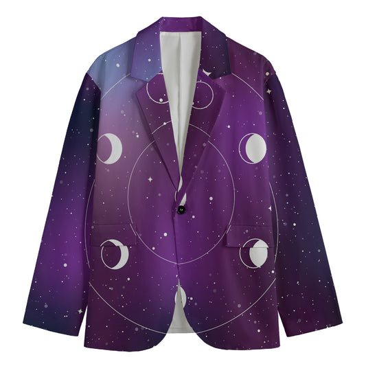 Galaxy Moon Phase Print Men's Blazer