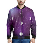 Galaxy Moon Phase Print Men's Bomber Jacket