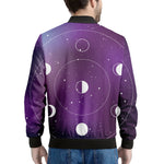 Galaxy Moon Phase Print Men's Bomber Jacket