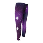 Galaxy Moon Phase Print Men's Compression Pants
