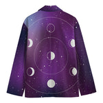 Galaxy Moon Phase Print Men's Cotton Blazer