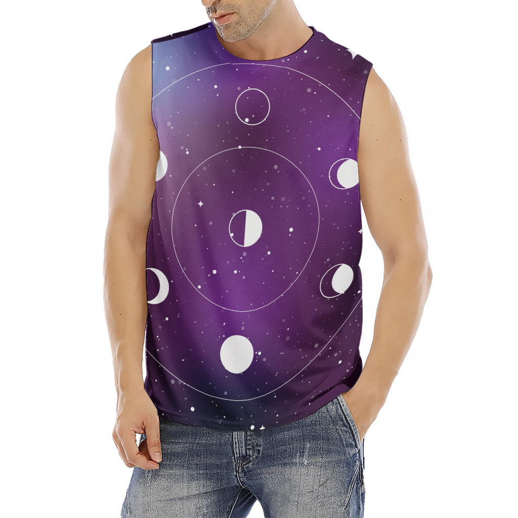 Galaxy Moon Phase Print Men's Fitness Tank Top